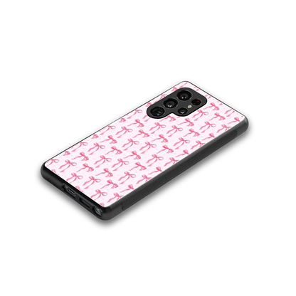 Bow Pink stylish phone case for samsung galaxy s26 ultra | glossy glass and slim fit