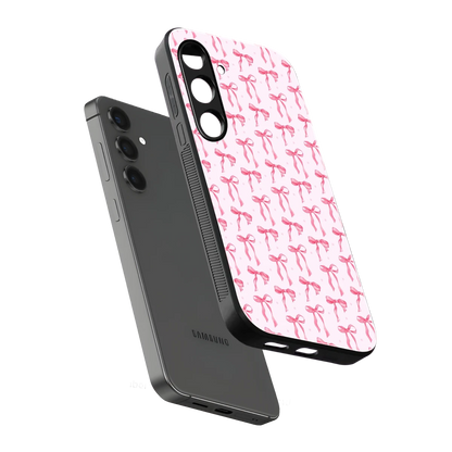 Bow Pink sleek samsung galaxy s24 cover with tempered glass back and TPU edges