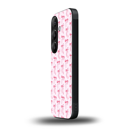 Bow Pink samsung galaxy s25 mobile cover | shockproof glass phone case