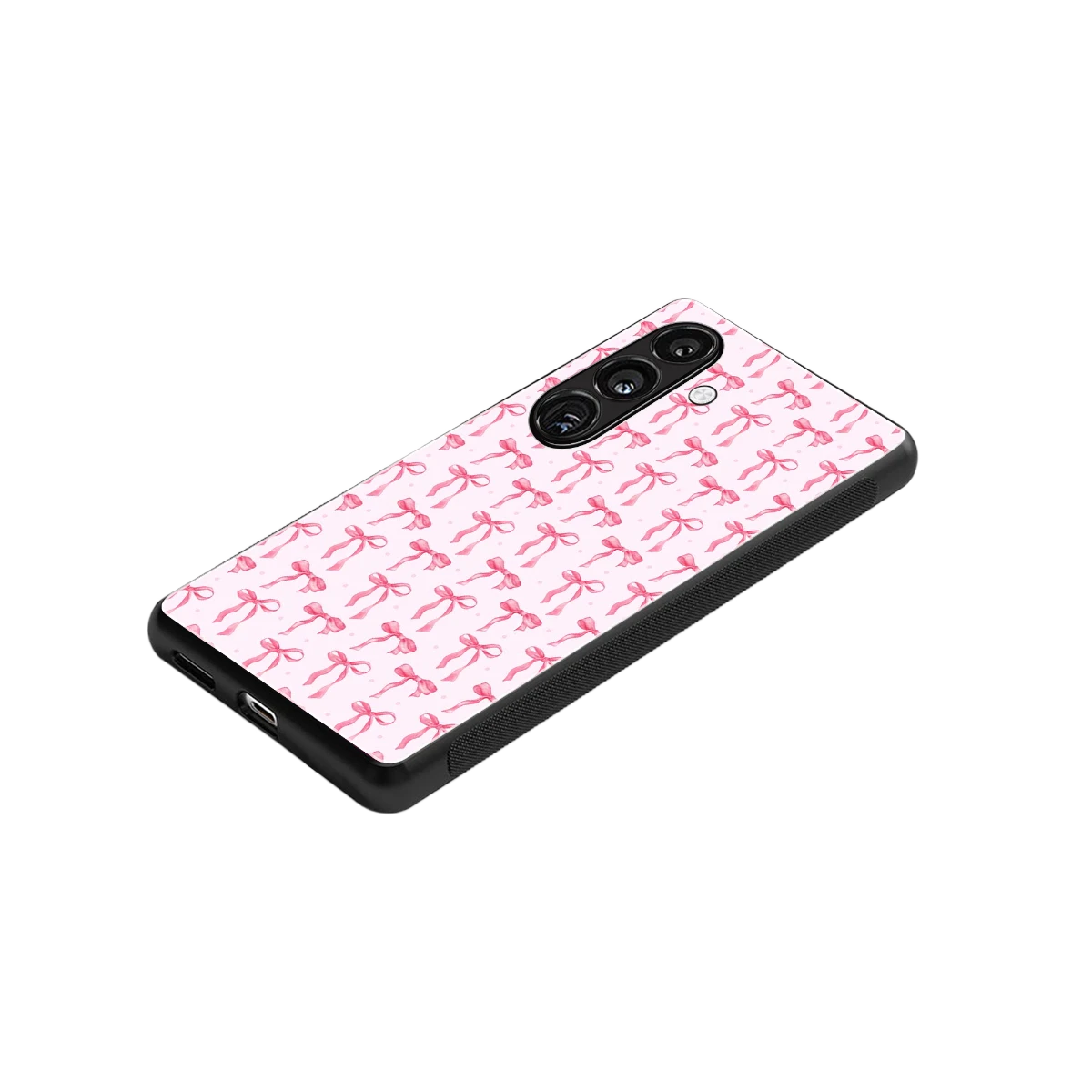 Bow Pink stylish phone case for samsung galaxy s23 fe | glossy glass and slim fit