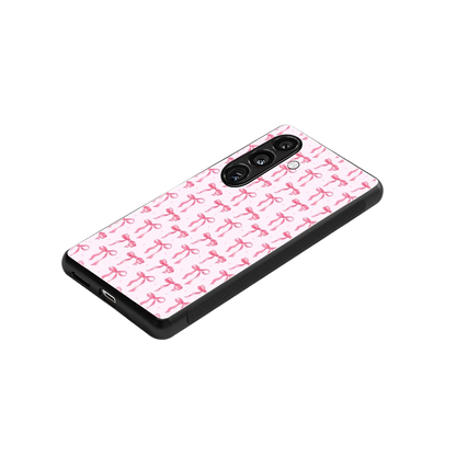 Bow Pink stylish phone case for samsung galaxy s24 | glossy glass and slim fit