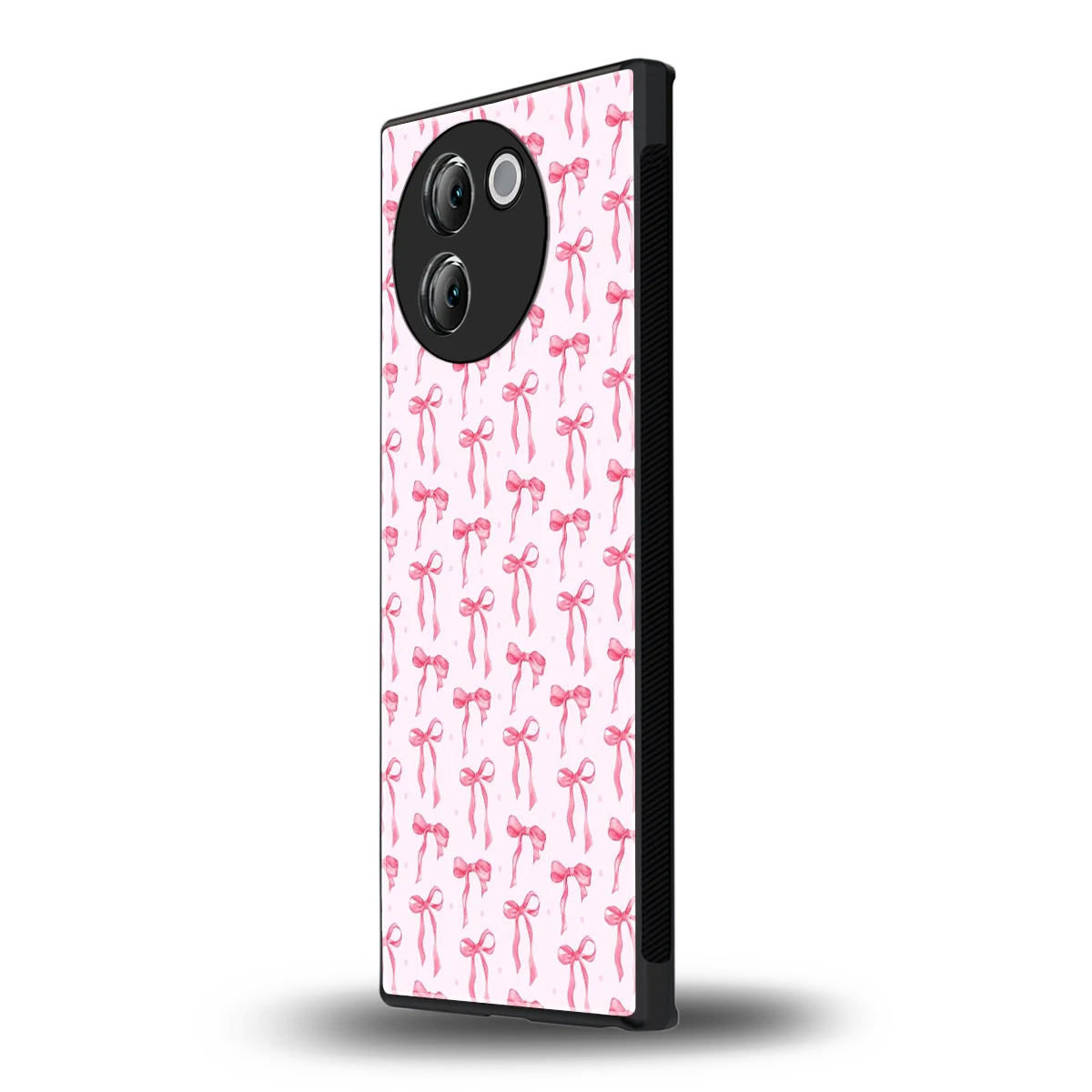 Bow Pink vivo v30e mobile cover | shockproof glass phone case