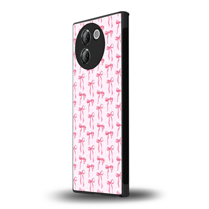 Bow Pink vivo v30e mobile cover | shockproof glass phone case