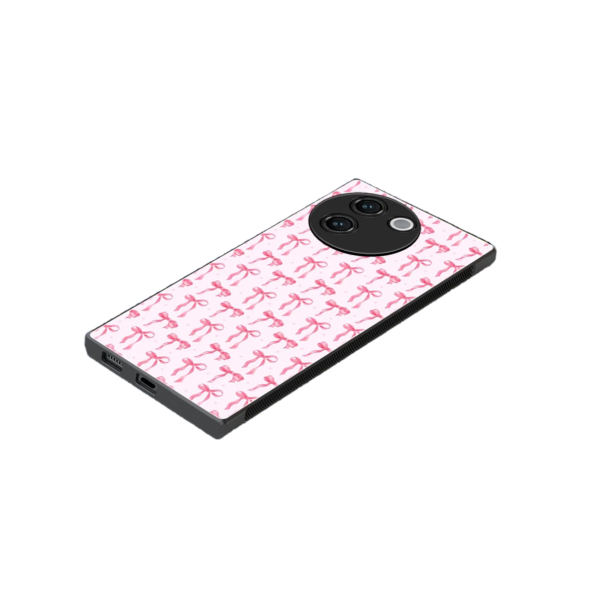 Bow Pink stylish phone case for vivo v30e | glossy glass and slim fit