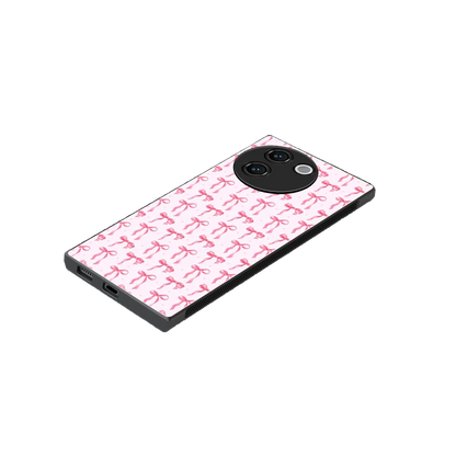 Bow Pink stylish phone case for vivo v30e | glossy glass and slim fit