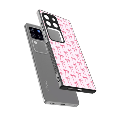 Bow Pink sleekvivo v30 pro cover with tempered glass back and TPU edges