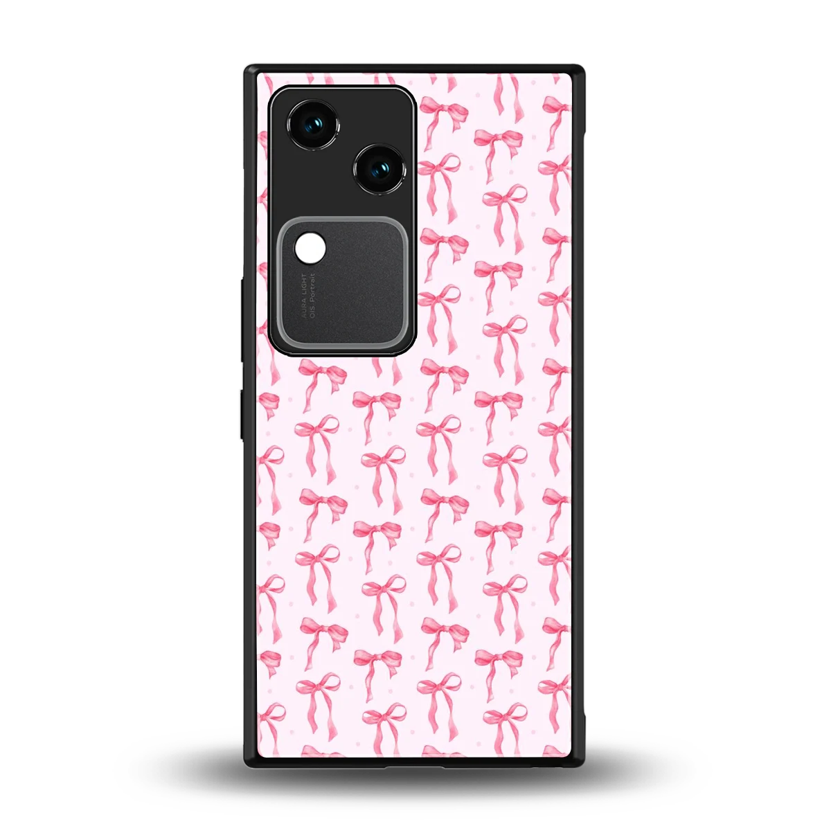 Bow Pink back phone cover | glass case for vivo v30