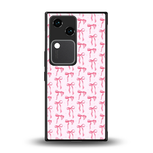 Bow Pink back phone cover | glass case for vivo v30