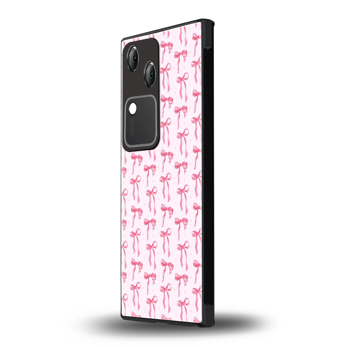 Bow Pink vivo v30 mobile cover | shockproof glass phone case