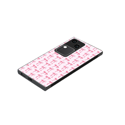 Bow Pink stylish phone case for vivo v30 | glossy glass and slim fit