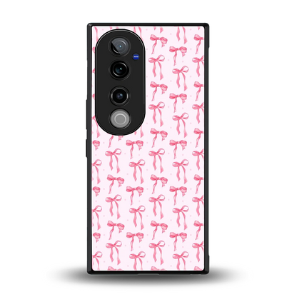 Bow Pink back phone cover | glass case for vivo v40 pro
