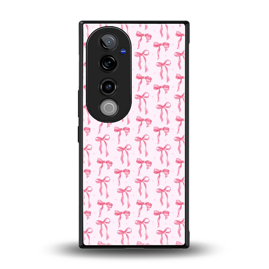 Bow Pink back phone cover | glass case for vivo v40 pro