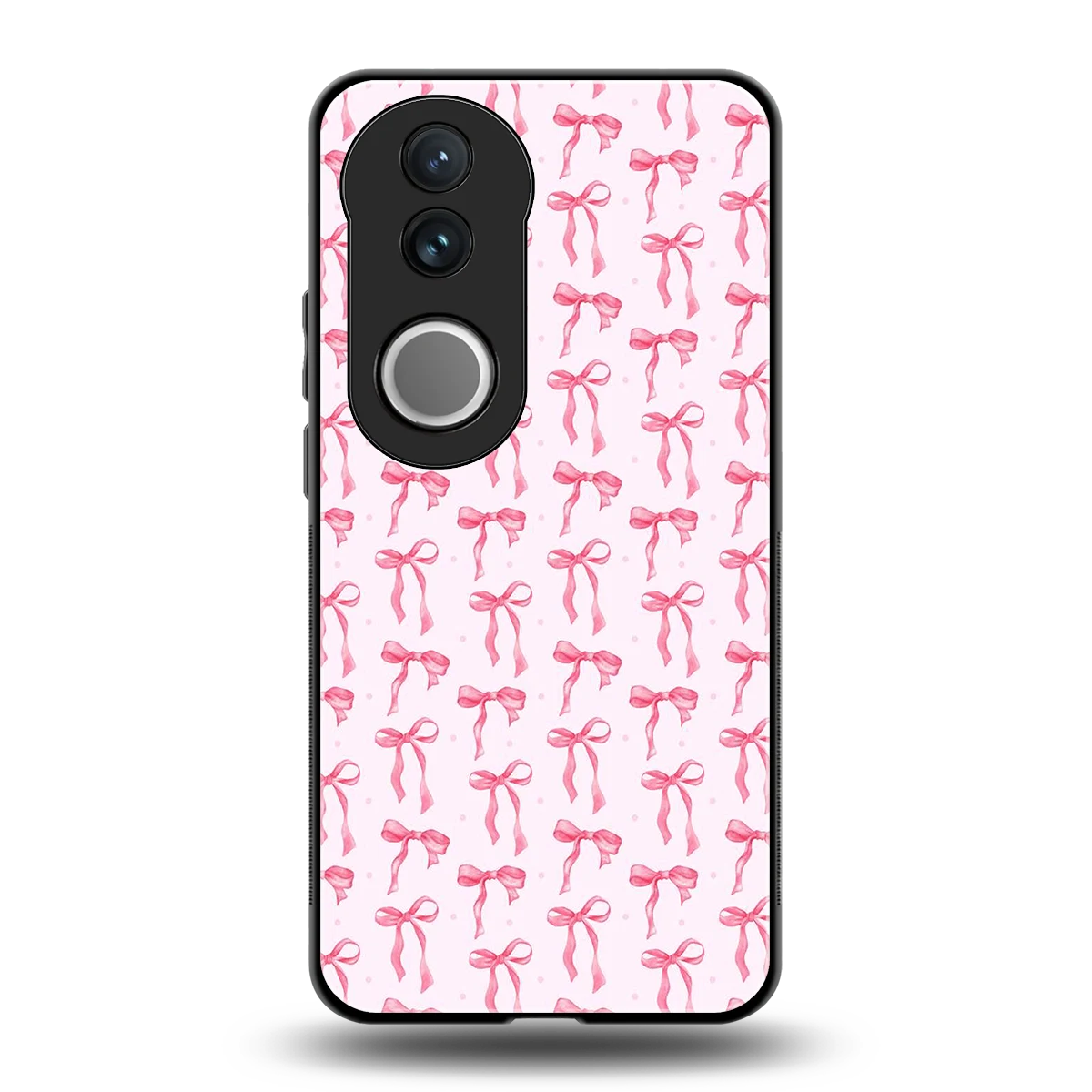Bow Pink back phone cover | glass case for vivo v50