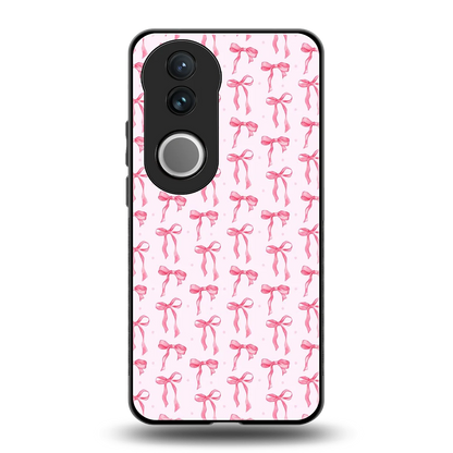 Bow Pink back phone cover | glass case for vivo v50