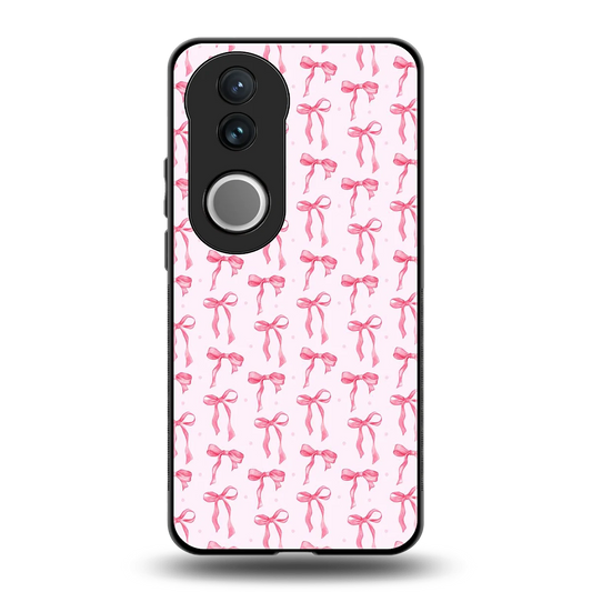 Bow Pink back phone cover | glass case for vivo v50