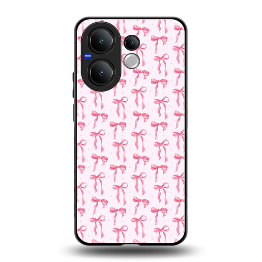 Bow Pink back phone cover | glass case for vivo v60