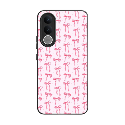 Bow Pink back phone cover | glass case for vivo v70 fe