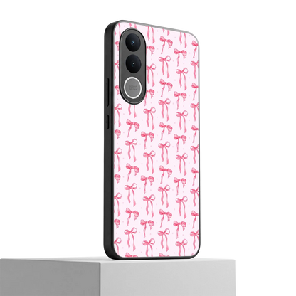 Bow Pink vivo v70 fe mobile cover | shockproof glass phone case