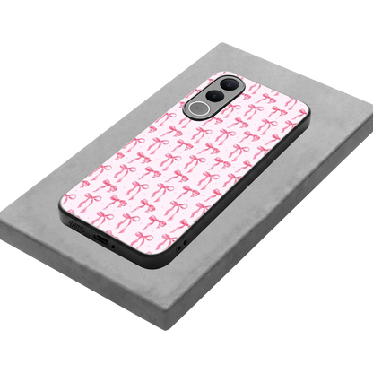Bow Pink stylish phone case for vivo v70 fe | glossy glass and slim fit