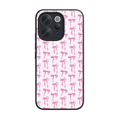 Bow Pink back phone cover | glass case for vivo v70 elite