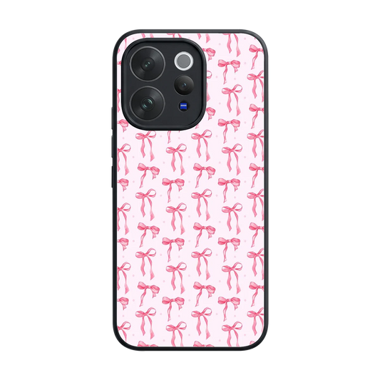 Bow Pink back phone cover | glass case for vivo v70 elite