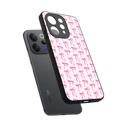 Bow Pink sleek vivo v70 cover with tempered glass back and TPU edges
