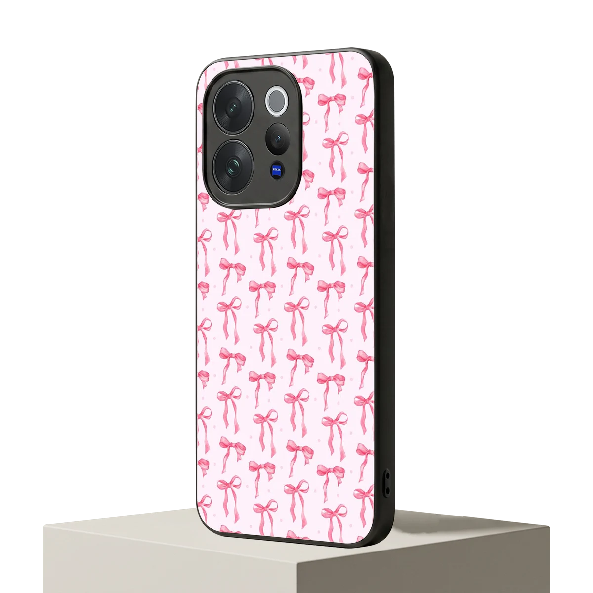 Bow Pink vivo v70 mobile cover | shockproof glass phone case