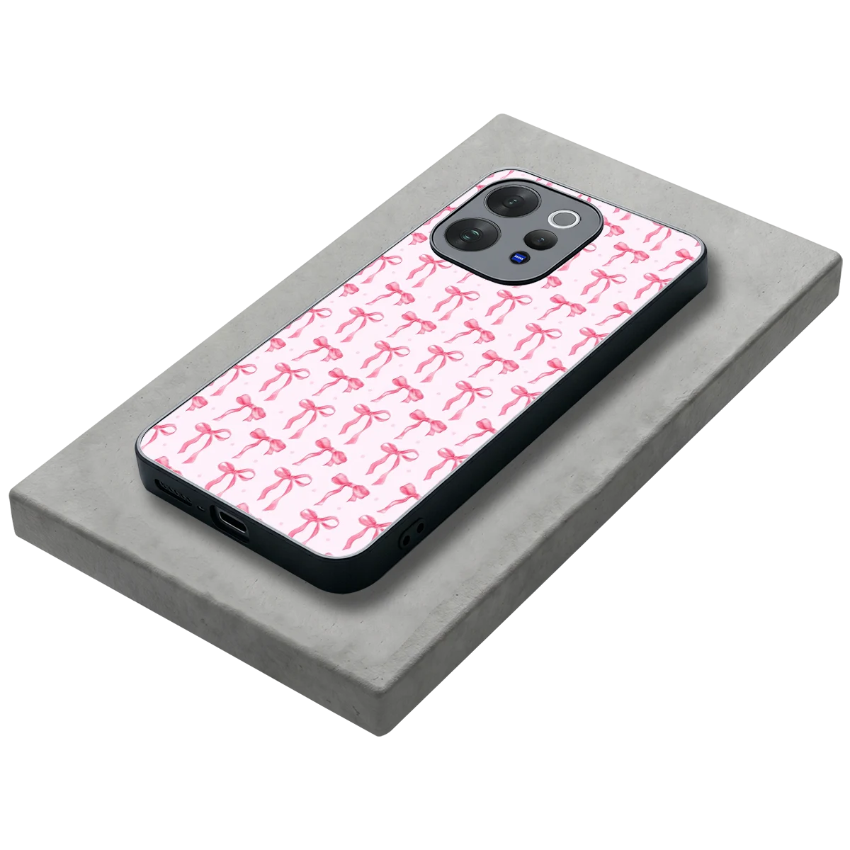 Bow Pink stylish phone case for vivo v70 elite | glossy glass and slim fit