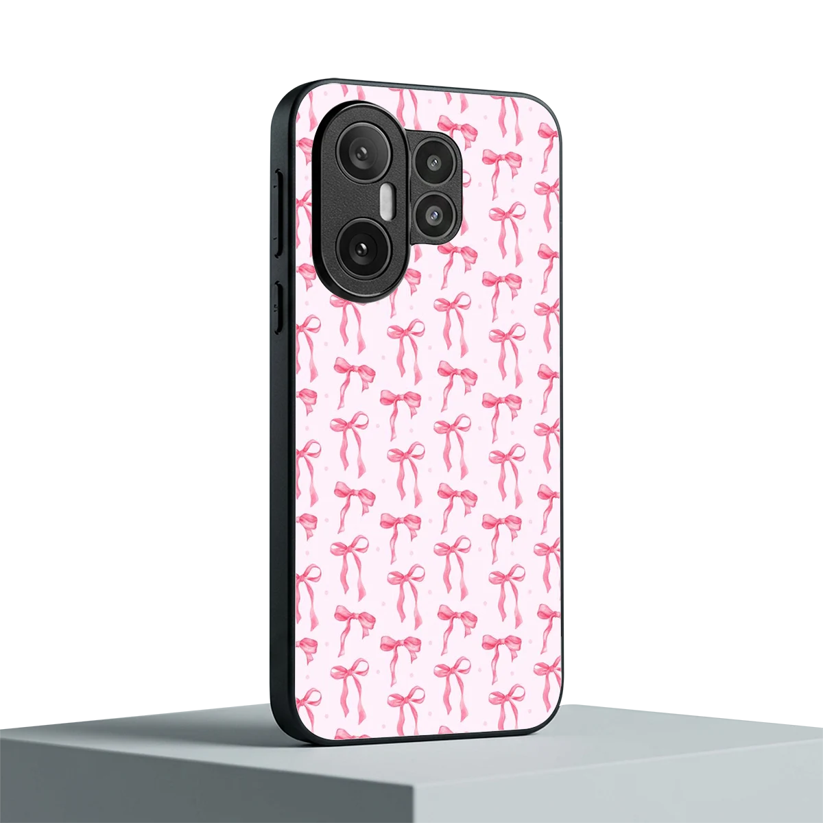 Bow Pink vivo x200 fe mobile cover | shockproof glass phone case