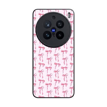 Bow Pink back phone cover | glass case for vivo x200 pro