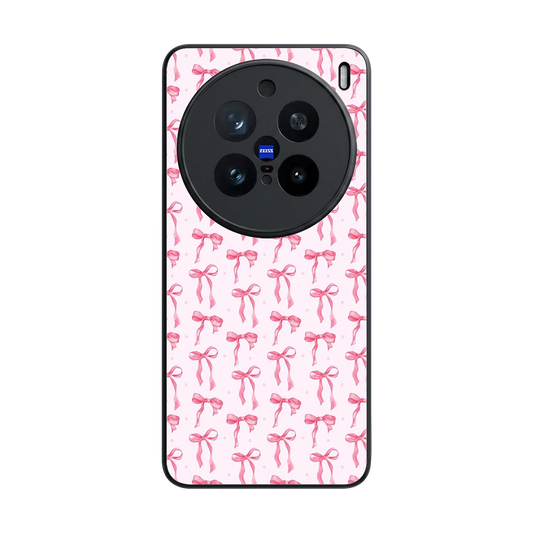 Bow Pink back phone cover | glass case for vivo x200 pro