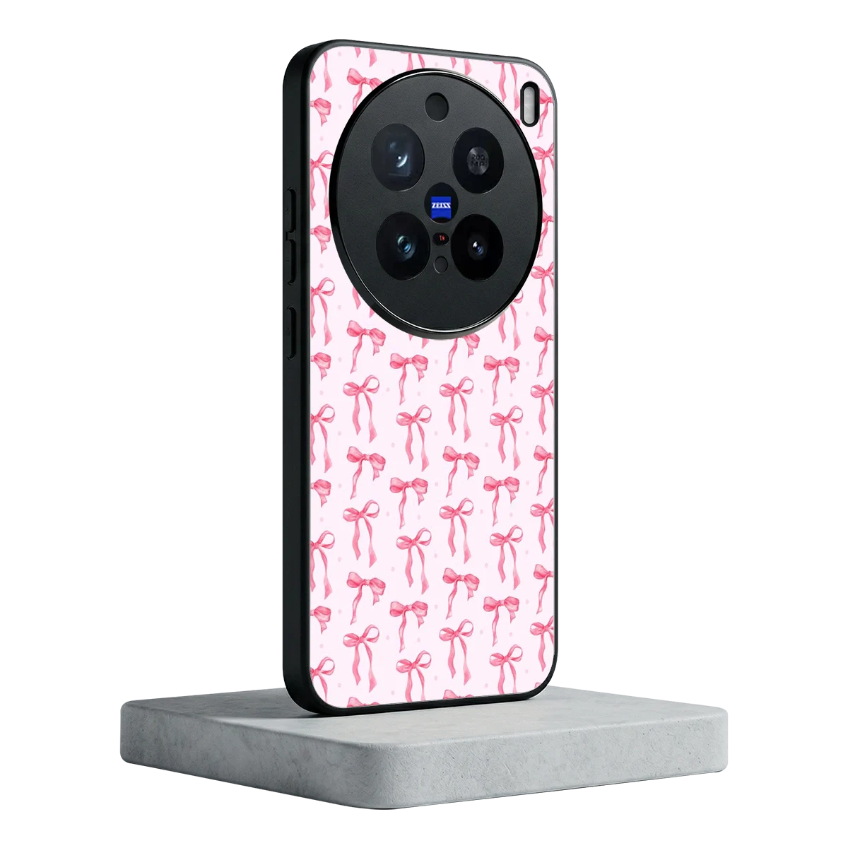 Bow Pink vivo x200 pro mobile cover | shockproof glass phone case