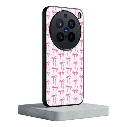 Bow Pink vivo x200 pro mobile cover | shockproof glass phone case