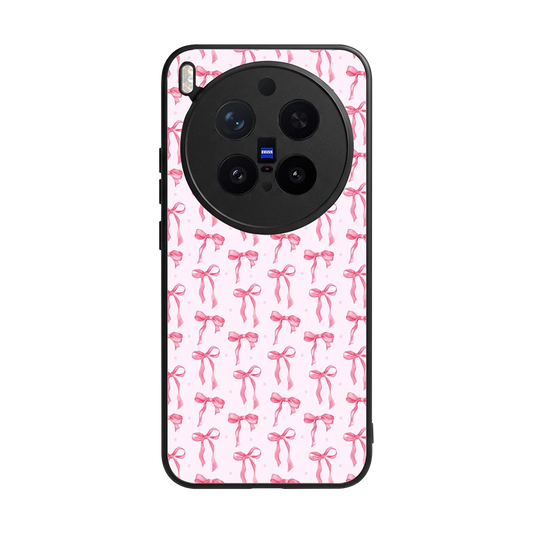 Bow Pink back phone cover | glass case for vivo x300 pro