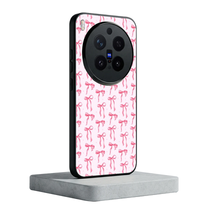 Bow Pink vivo x300 pro mobile cover | shockproof glass phone case