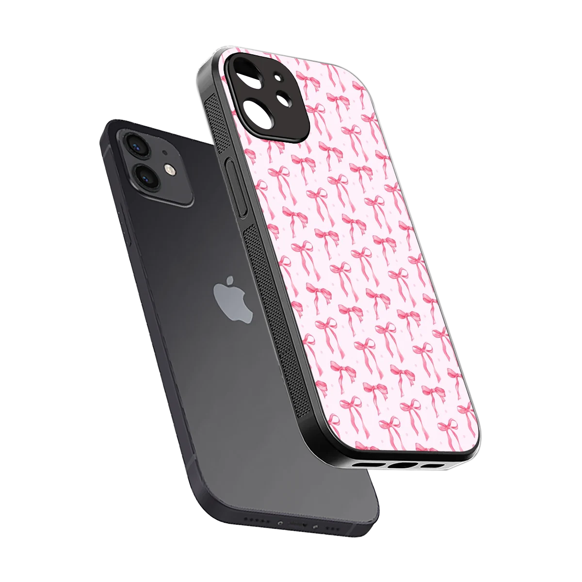 Bow Pink sleek iphone 11 cover with tempered glass back and TPU edges