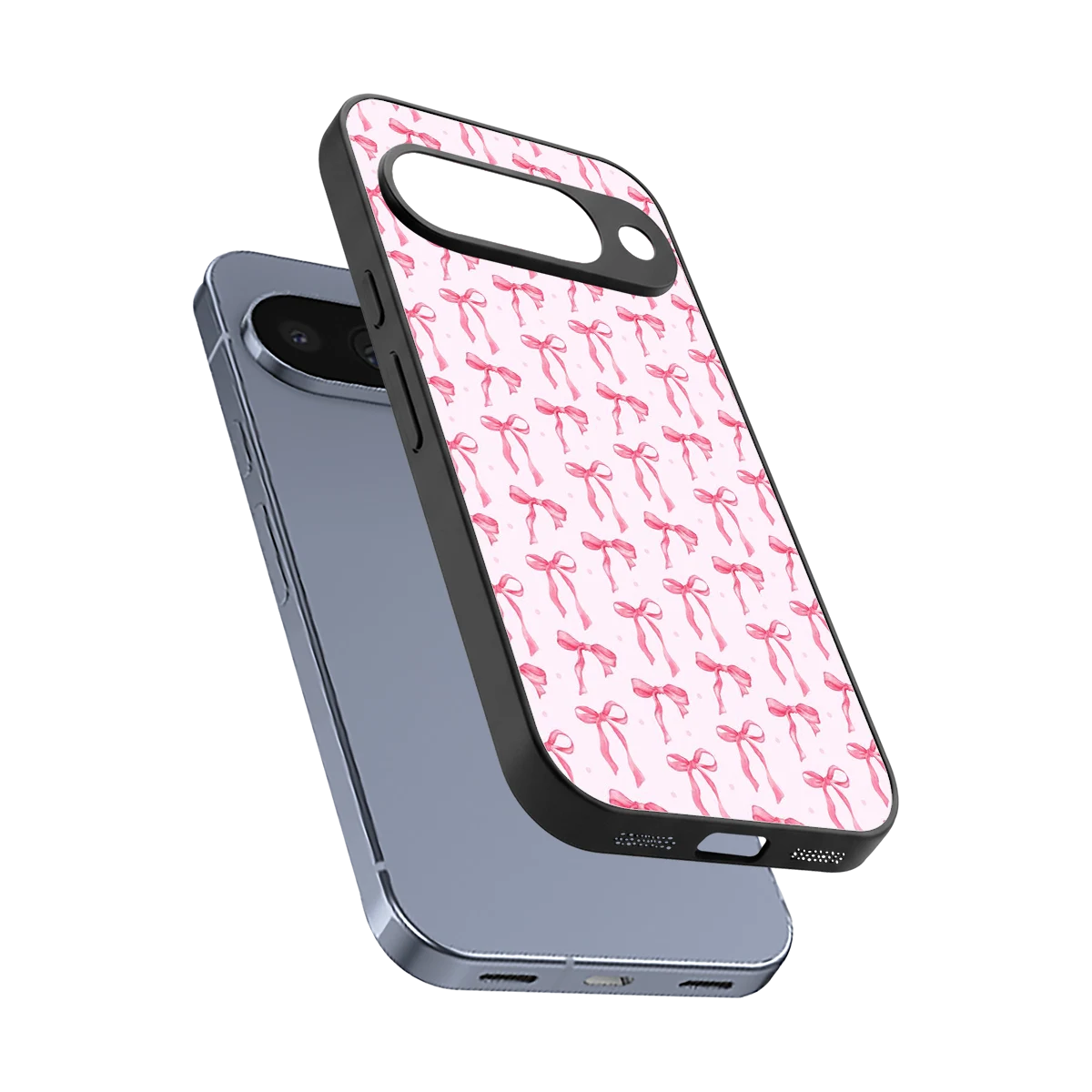 Bow Pink sleek google pixel 10 cover with tempered glass back and TPU edges