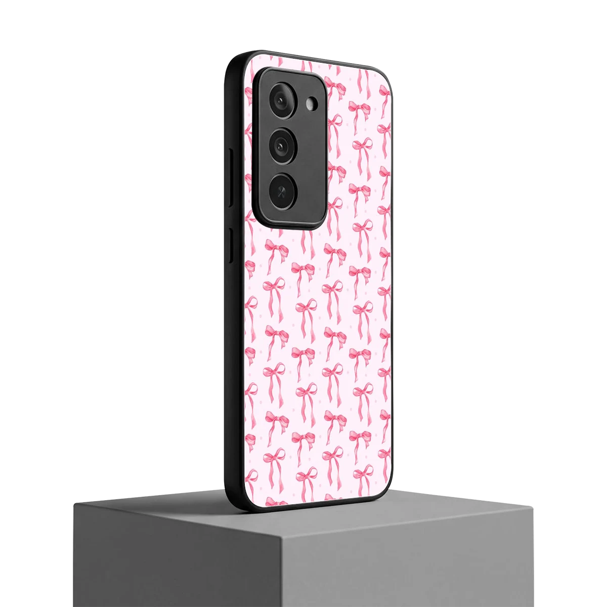 Bow Pink redmi 15 5g mobile cover | shockproof glass phone case