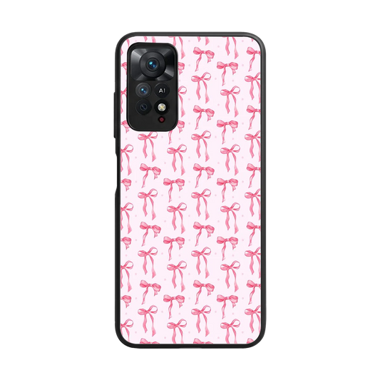 Bow Pink back phone cover | glass case for redmi note 11 pro