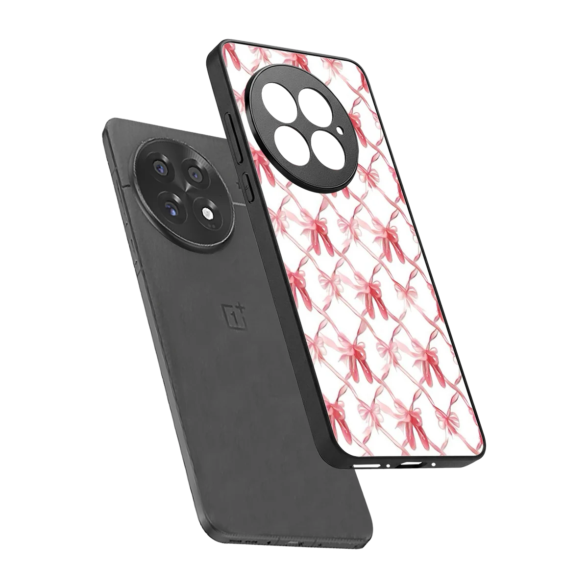 Bow Ribbon sleek oneplus 13 cover with tempered glass back and TPU edges