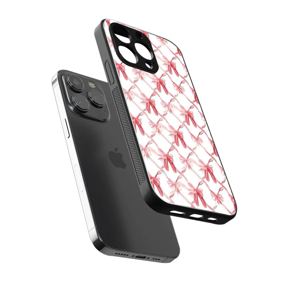 Bow Ribbon sleek iphone 13 pro cover with tempered glass back and TPU edges