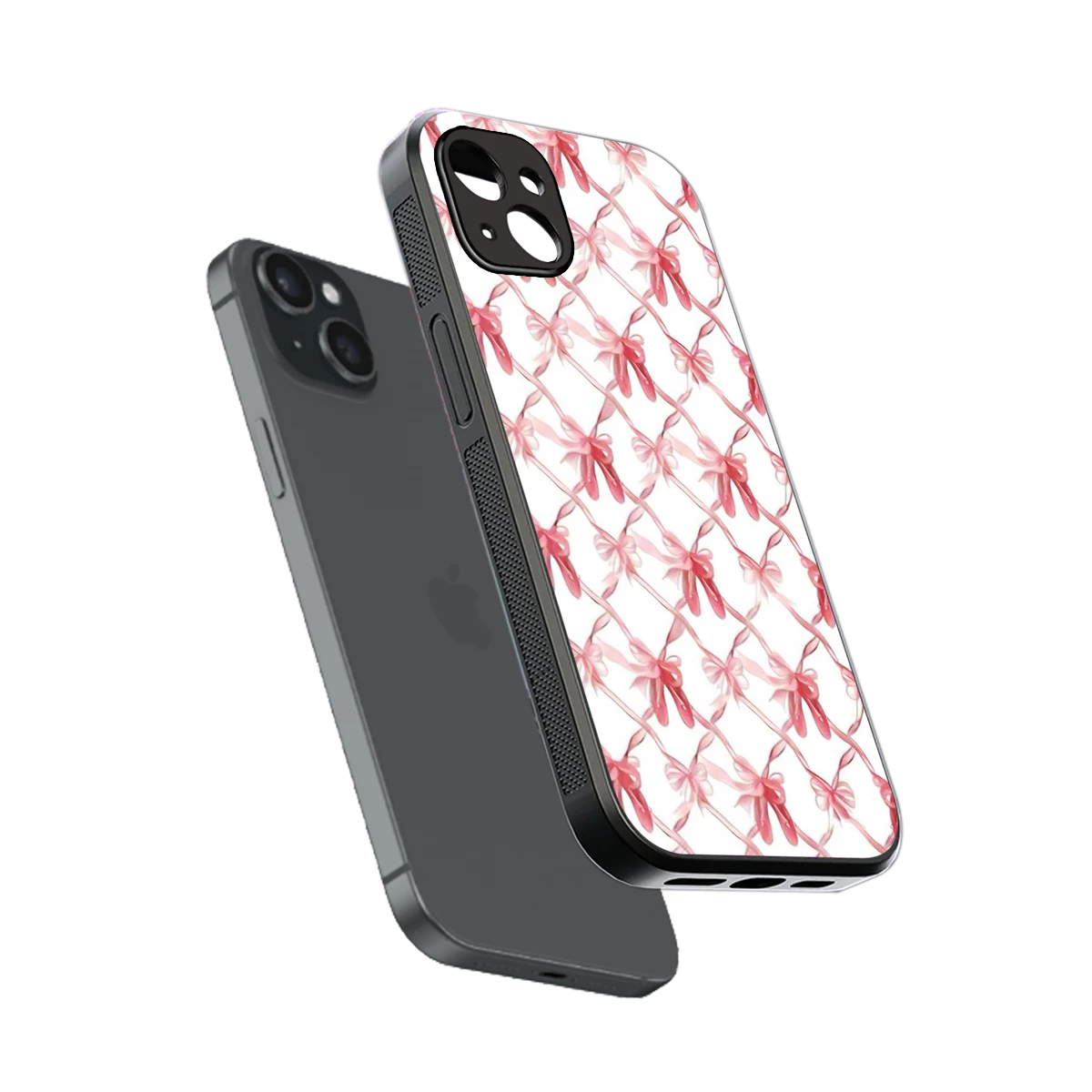 Bow Ribbon sleek iphone 15 plus cover with tempered glass back and TPU edges