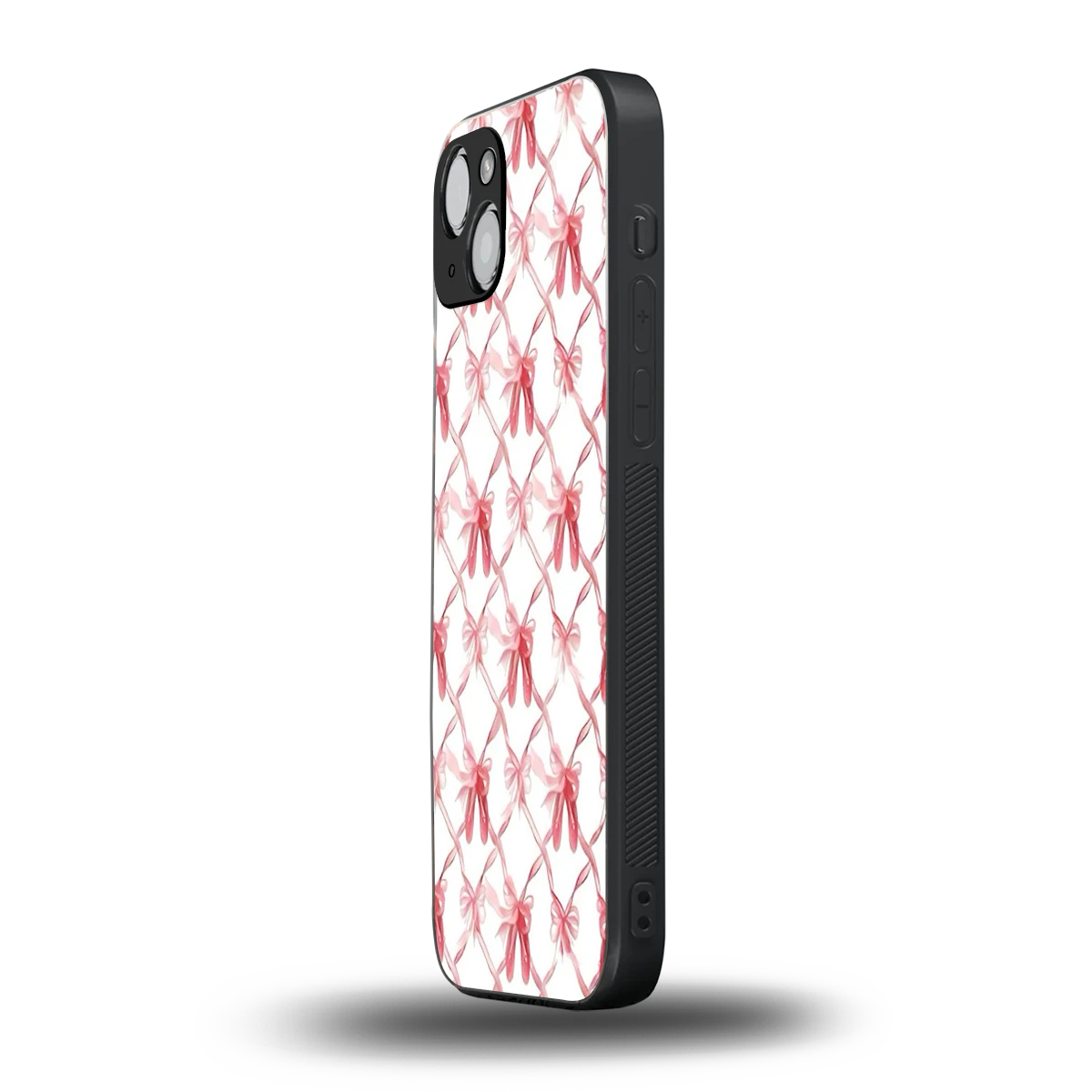 Bow Ribbon iphone 15 plus mobile cover | shockproof glass phone case