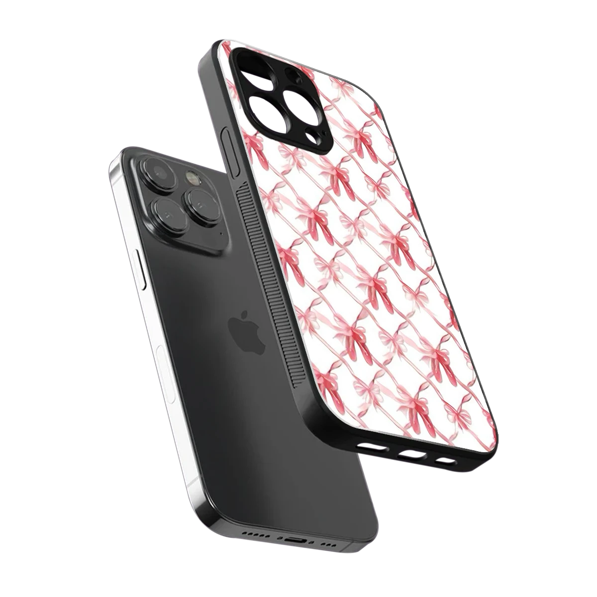 Bow Ribbon sleek iphone 15 pro max cover with tempered glass back and TPU edges