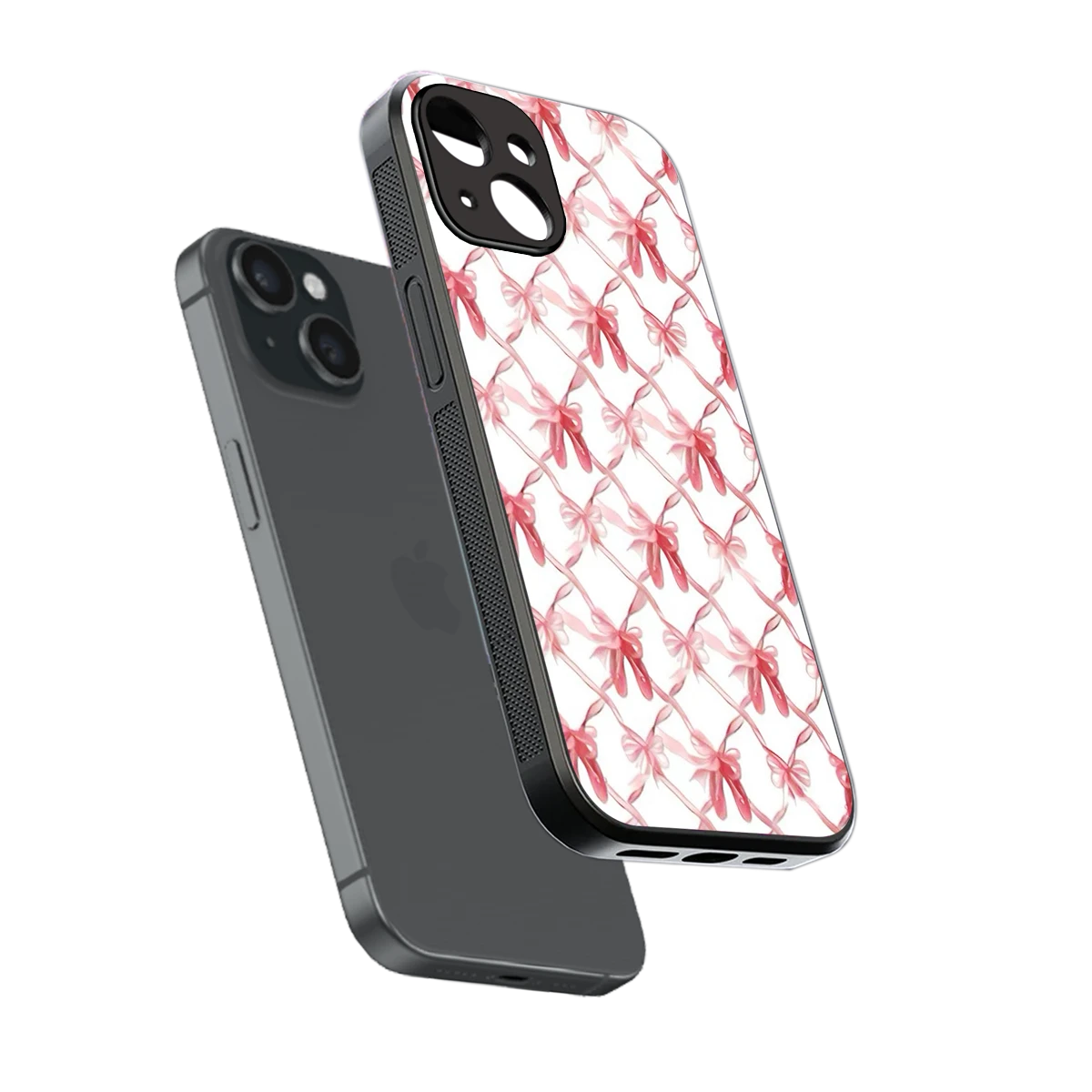 Bow Ribbon sleek iphone 15 cover with tempered glass back and TPU edges