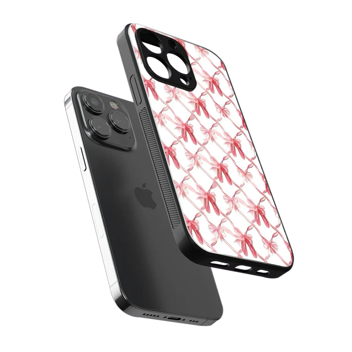 Bow Ribbon sleek iphone 16 pro max cover with tempered glass back and TPU edges