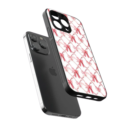 Bow Ribbon sleek iphone 16 pro max cover with tempered glass back and TPU edges