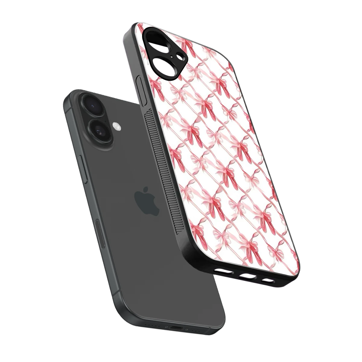 Bow Ribbon sleek iPhone 16 cover with tempered glass back and TPU edges