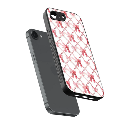 Bow Ribbon sleek iphone 16e cover with tempered glass back and TPU edges
