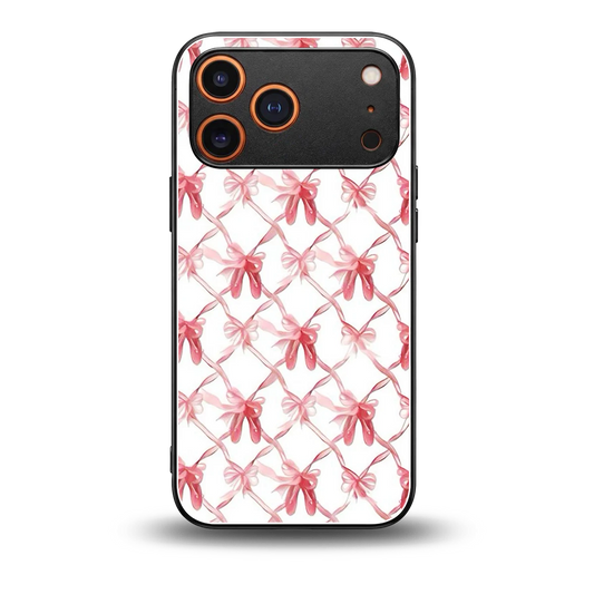 Bow Ribbon back phone cover | glass case for iphone 17 pro max